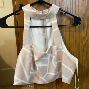 Tan and white crop top!